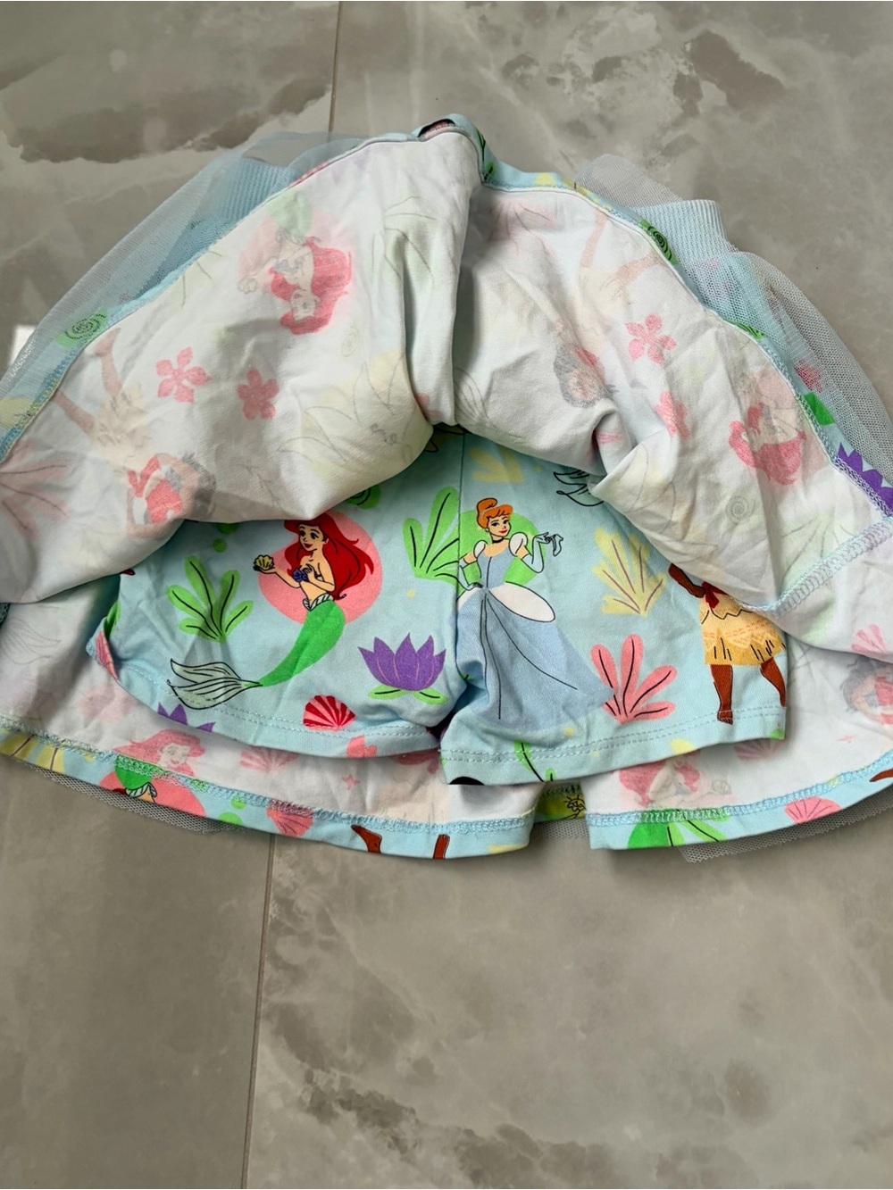 Disney Princess Girl tulle tutu skirt Skort featuring Moana Ariel Tiana Size 4 - Picture 3 of 5
